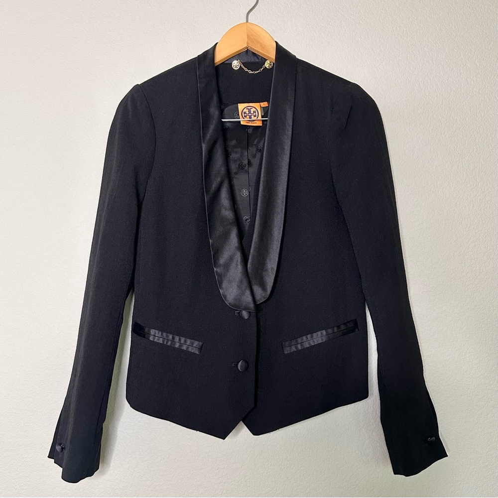 Tory Burch Black Blazer with Satin Lapel